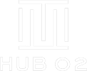 Hub 02 store logo white 122x100